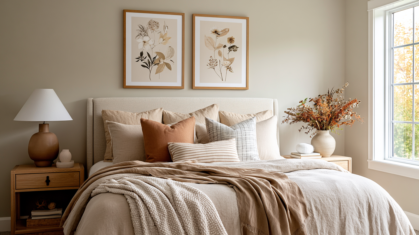 Bedroom with botanical prints