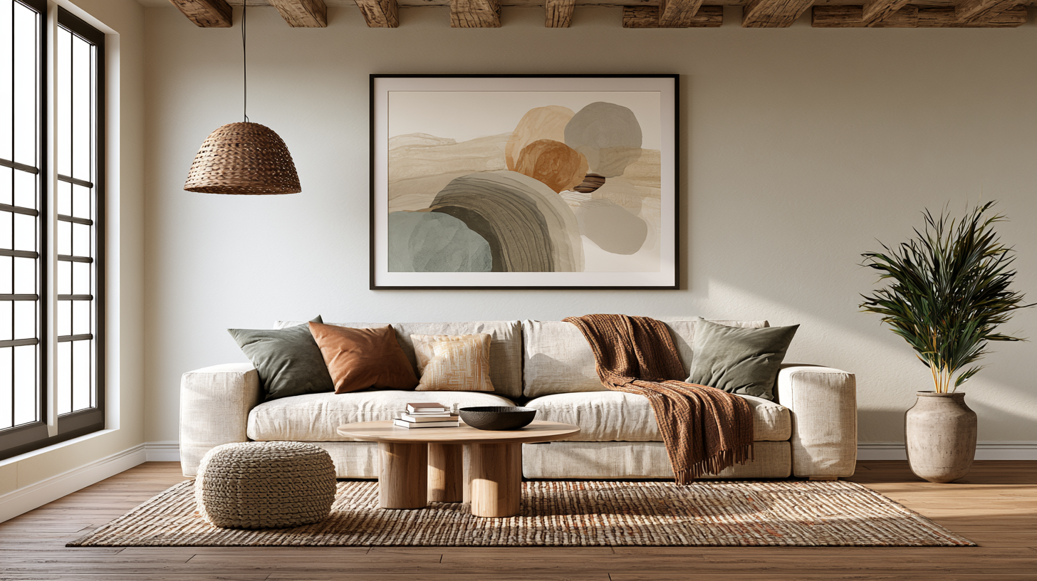 Living room with framed art